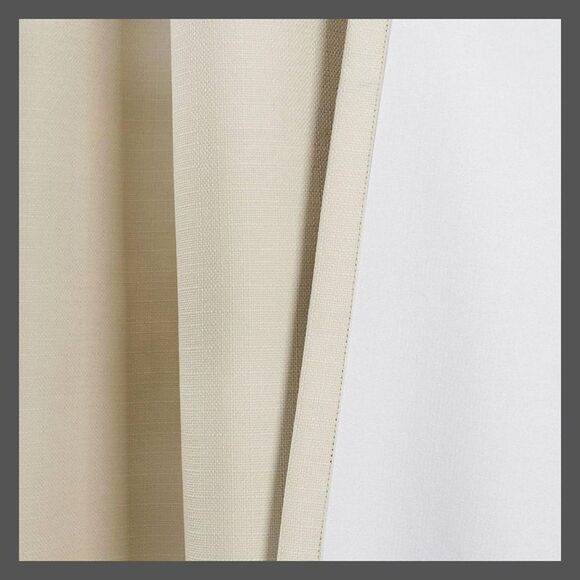 Lush Decor - 95"x52" Faux Linen Absolute Blackout Grommet Top S Beige - Picture 4 of 4